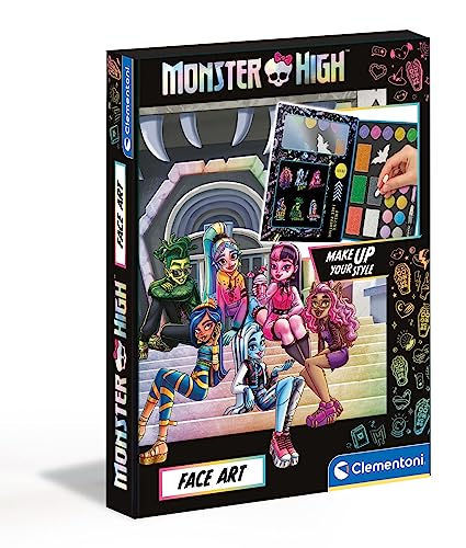 Clementoni - 18788 - Monster High - Face Art - Truccabimbi Kit Anallergici Atossici, Trousse, Cofanetto Con Trucchi, Make Up, Set Cosmetici Per Bambin