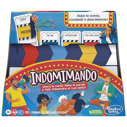 Indomimando (Gioco In Scatola, Hasbro Gaming, Nuova Versione In Italiano) Gioco Dei Mimi Per Famiglie Per 4 O Più Giocatori, Include Carte Personalizz
