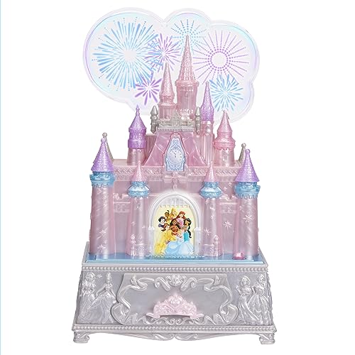 Disney 100 – Scrigno E Portagioie Musicale Con Luci Del Castello Di Cenerentola, Include Un Gioiello Speciale Giocattolo. Azionando Il Cassetto, Fai P