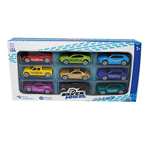Ods Silver Wheel - Pack Da 9 Auto In Die Cast Da 7 Cm