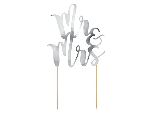 Partydeco- Topper Mr And Mrs Per Wedding Cake, Colore Argento, Kpt10-018M