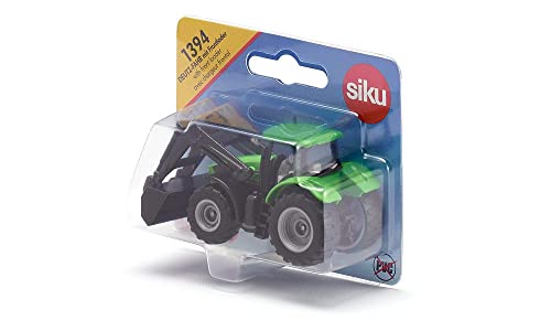 Siku 1394, Trattore Deutz-Fahr Con Caricatore Frontale, Metallo E Plastica, Verde, Caricatore Frontale Movibile, Cabina Rimovibile, Gancio Di Traino