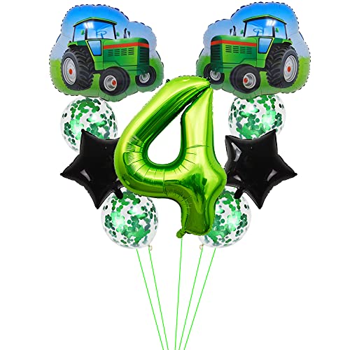 Kawailay Trattore Decorazione Compleanno 4 Anni 4° Trattore Decorazione Compleanno Verde Numero 4 Palloncini Trattore Trattore Palloncino In Alluminio