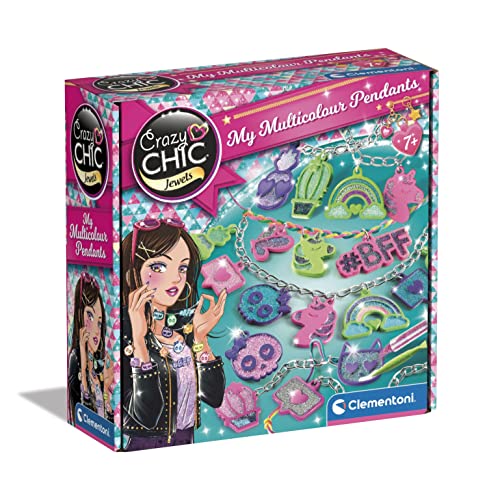 Clementoni- Crazy Chic-My Multicolour Pendants-Set Per Realizzare, Charms, Collane Bambina, Gioco Creativo 7 Anni, Colore Multilingua, 18757
