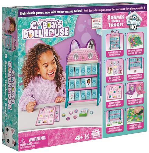Gabby'S Dollhouse,Quartier Generale Contiene 8 Giochi Da Tavolo Classici, La Dama, Il Tris, Il Gioco Delle Coppie,La Tombola, Board Games Ispirai Alla