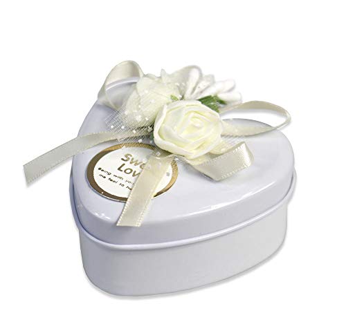 Vetrineinrete® Scatoline Portaconfetti 36 Pezzi A Forma Di Cuore Per Matrimonio Comunione Scatole Per Confetti Bomboniere Segnaposto In Latta