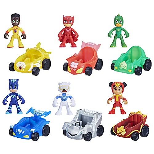 Pj Masks - Super Pigiamini, Personaggi E Veicoli, Collezione Power Heros, Giocattolo Per Età Prescolare Con 6 Personaggi E 6 Veicoli, Per Bambini E Ba