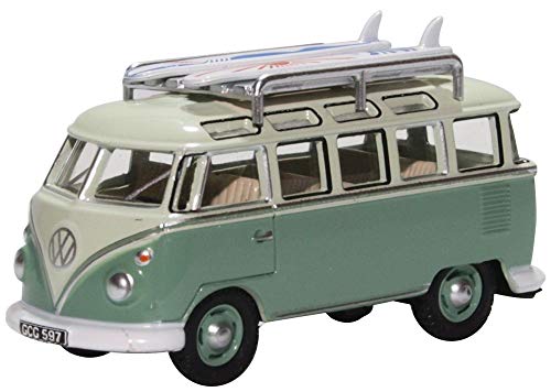 Oxford Diecast 76Vws005 Volkswagen T1 Samba Bus/Surfboards Turquoise/Blue White
