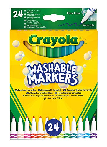 Crayola-24 Pennarelli Lavabili, Punta Fine, Assortiti, Per Scuola E Tempo Libero, Colore, 58-6571