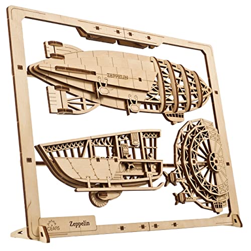 Ugears Zeppelin Incorniciato 2.5D - Kit Modello Classico In Legno Con Eliche Mobili E Stabilizzatori - Kit Modello Puzzle In Legno Per Adulti - Decora