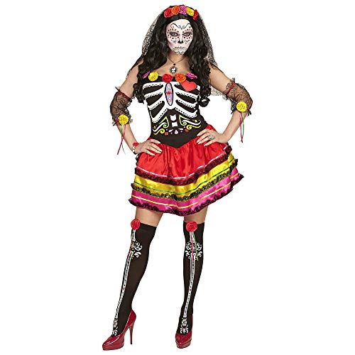 "Mujer Dia De Los Muertos" (Dress, Fingerless Gloves, Headpiece) - (Xl)