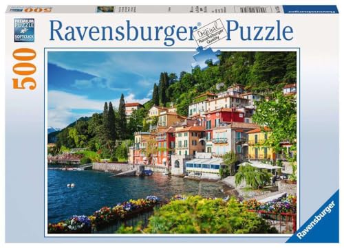 Ravensburger - Puzzle Lago Di Como, Italia, 500 Pezzi, Idea Regalo, Per Lei O Lui, Puzzle Adulti