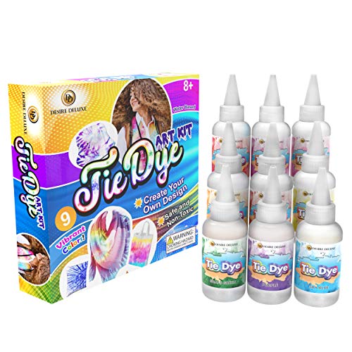 Desire Deluxe - Kit Di Tie Dye - Set Di 9 Colori Per Tingere Tessuti, Vestiti - Giochi D'Arte Creativa Con Coloranti Per Bambini E Adulti