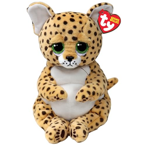 Ty Beanie Bellies - Lloyd Il Ghepardo Con Gli Occhioni Azzurri Glitter, Gli Animaletti Di Peluche Con Il Pancino Morbido Originali 30 Cm - T43201