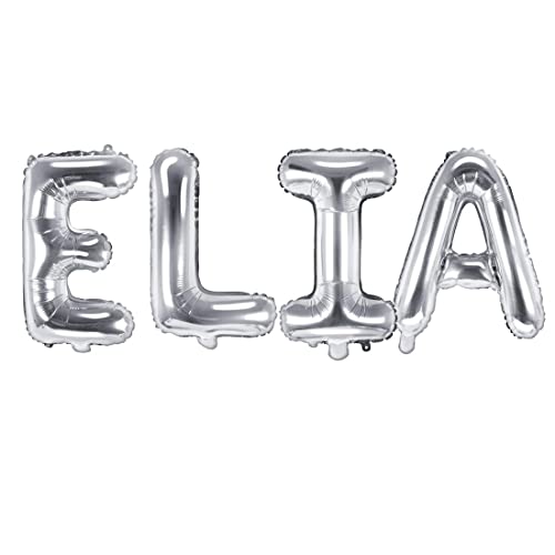 Palloncino Foil Mylar Argento Scritta Nome Elia 35 Cm