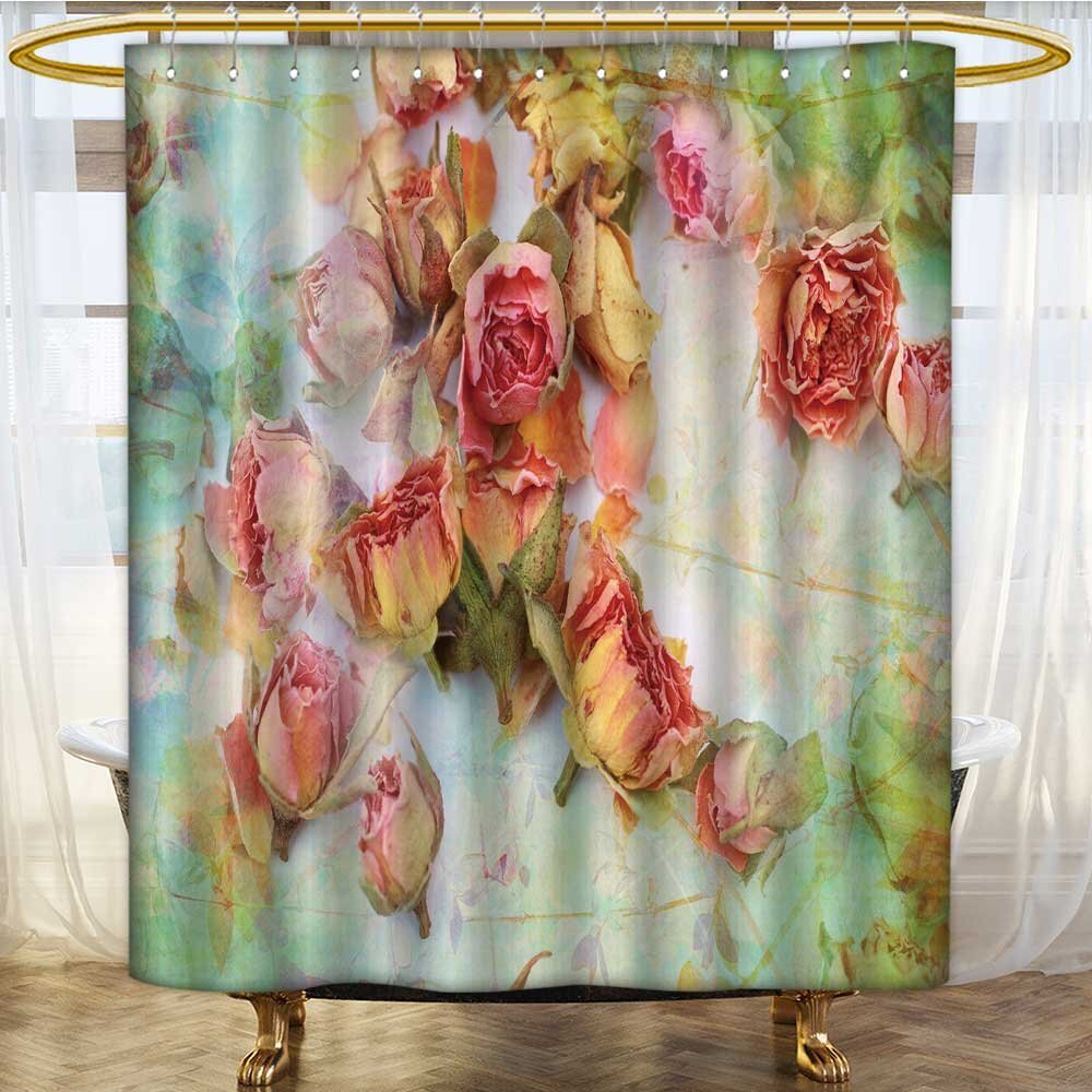 Hyl Amapark Washable Fabric Shower Curtain Dry Roses Vintage Background Anti