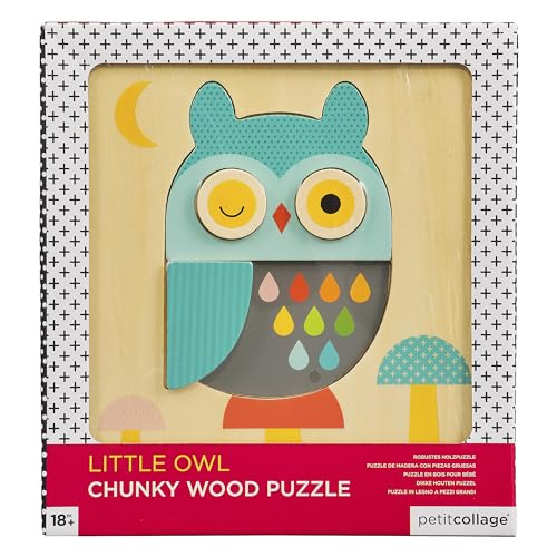 Petit Collage Ptc318 Chunky Wooden Tray Owl Puzzle, Multi