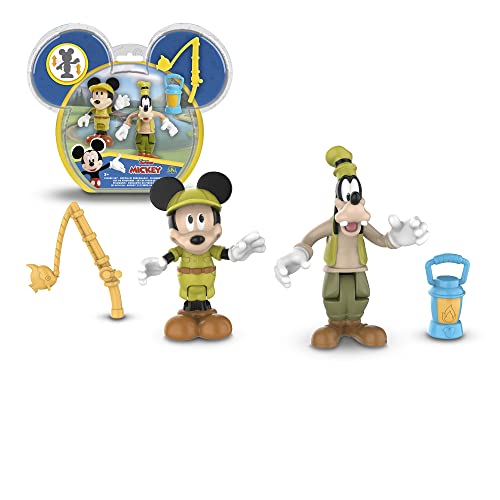 Topolino - Coppia Di Mini Personaggi, Topolino E Pippo Campeggiatori 8Cm, Articolati Con 4 Punti Di Articolazione, Collezionali Tutti, Per Bambini A P