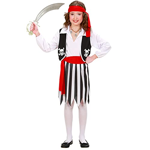 "Pirate Girl" (Shirt With Vest, Skirt, Belt, Headband) - (128 Cm / 5-7 Years)