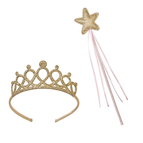 Talking Tables Bacchetta Magica E Diadema Bambina Per Costume Da Principessa Delle Fate, Tessuto E Legno, Taglia Unica, Multicolour, 2.5 X 14.00000000