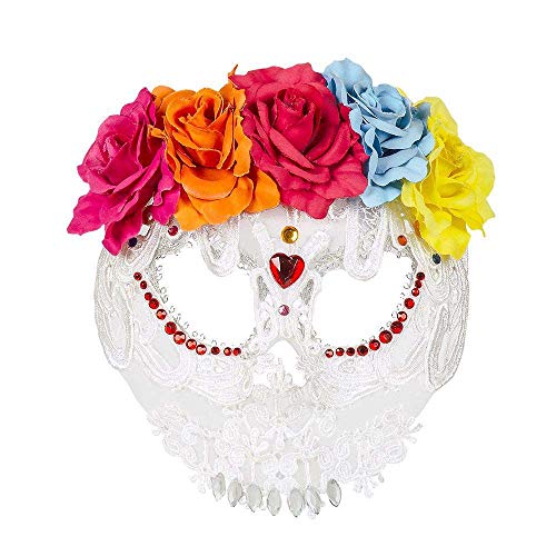 Boland 72216 - Mezzo Maschera Catrina Deluxe, Colore: Bianco