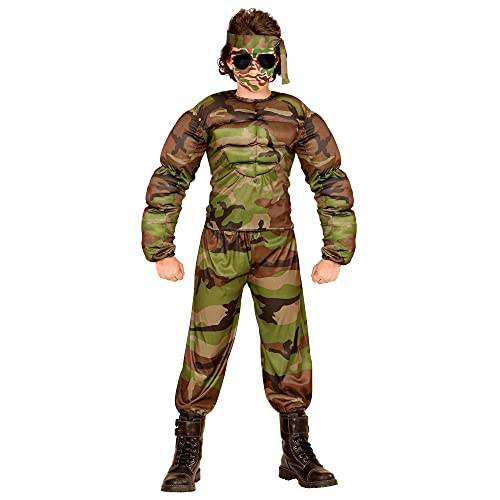 "Super Muscle Soldier" (Muscle Shirt, Pants, Headband) - (140 Cm / 8-10 Years)