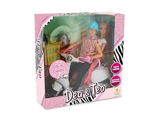 Teorema Giocattoli- Bambole Gita In Scooter Con Braccia Snodabili, Ginocchia Pieghevoli E Accessori, Giocattolo Per Bambini, 68585