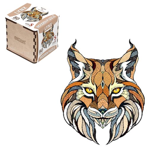 Ewa Eco-Wood-Art Lynx S Wooden Box Luchs S - Puzzle In Legno Colorato Per Ragazzi E Adulti, Kit Fai Da Te, Montaggio Fai Da Te, Senza Colla, 80 Pezzi,