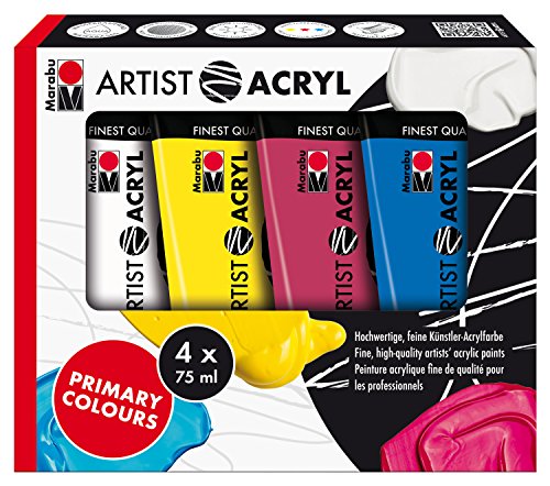 Marabu Artist 122000000088 - Colori Acrilici Di Base, Qualità Artistica, A Base D'Acqua, Consistenza Pastosa, Altamente Pigmentata, Ottima Brillantezz