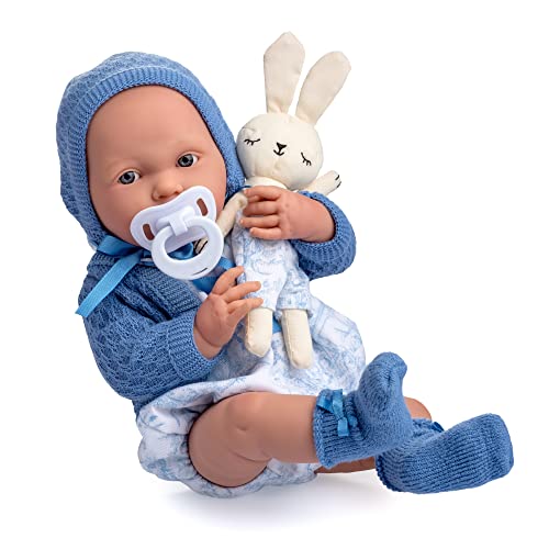Jc Toys - Bambola La Newborn Appena Nata Da 38 Cm, In Vinile Morbido, Collezione Royal, Vestiti Con Disegno Toile De Jouy, Ciuccio E Peluche, Per Bamb