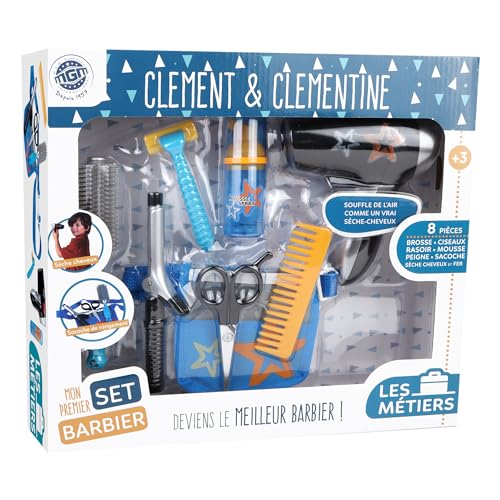 Clement Clementine - Barber Set - Pretend Play - 102110 - Blue - Plastic - Profession - Beard - Children'S Toy - Batteries Not Included - 35 Cm X 31 C