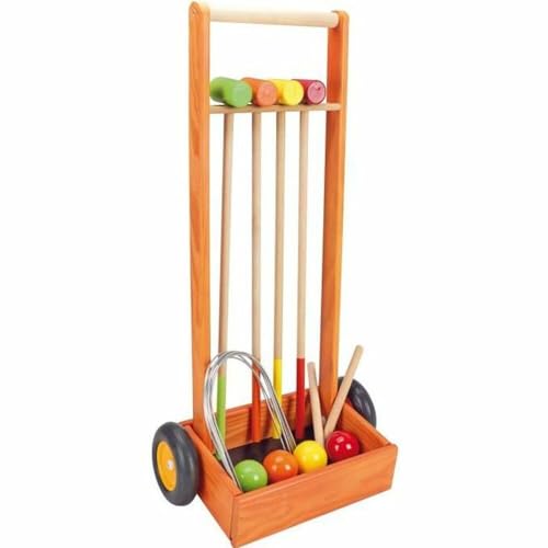 Jeujura Gioco Di Croquet, 4 Giocatori Con Carrello In Legno, Multicolore, Jeujuraj8602