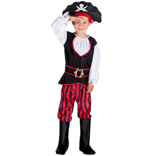 Boland- Pirata Tom Costume Bambino, Nero/Rosso/Bianco, 128, 82157