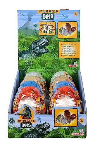 Simba 104342540 - Set Di Scavi Dino In Uovo, 8 Pezzi, Assortiti, Viene Fornito Solo Un Articolo, Dinosauro Da Scavare, 8 Cm, Con Attrezzi, A Partire D