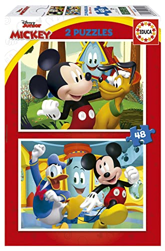 Educa - Mickey Mouse Fun House | Set Di 2 Enigmi Per Bambini Con 48 Pezzi. Misura Montata: 28 X 20 Cm. Composto Da Grandi Pezzi Perfettamente Finiti.