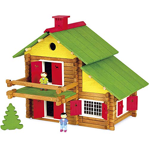 Jeujura Wooden Construction Chalet Toy In Wooden Box (175 Pieces)