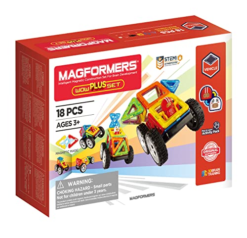 Magformers Wow Plus 707020 - Set Di 18 Magneti Magnetici Per Bambini, Set Di Mattoncini Magnetici Per Bambini, Regalo Per Bambini, Anni E Ragazzi