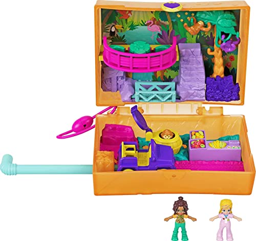 Polly Pocket- Cofanetto Merenda Nella Giungla Con Micro Bambole Polly E Shani, 2 Bradipi E Accessori, Giocattolo Per Bambini 4+Anni, Gkj53