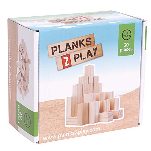 New Classic Toys- Planks 2 Play-30 Piccole Colonne Di Legno, 30 Pieces - Small Pilars, P2Eph30