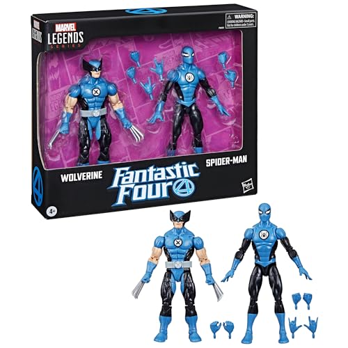 Hasbro Marvel Legends Series, Wolverine E Spider-Man, Action Figure Ispirate Ai Fantastici Quattro