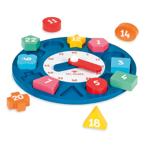 Dal Negro-Clock And Blocks Orologio In Legno Imparare A Riconoscere L'Ora. Adatto Ai Bambini Da 3 Anni In Su, 54098
