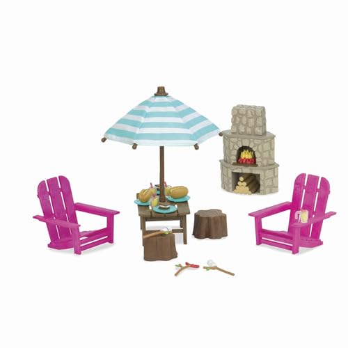 Li'L Woodzeez 6170Z Pl Set Da 23 Pezzi, Con Camino, Mobili E Accessori Alimentari, Giocattoli In Miniatura E Set Per Bambini Dai 3 Anni In Su, Multico
