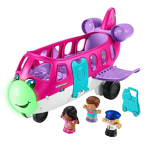 Fisher-Price Little People Barbie - Little Dream Plane, Aereo Con Luci, Suoni E Scale Pieghevoli, Personaggi Di Barbie E Ken E Bagaglio, Versione Mult