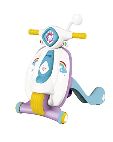 Clementoni- My Unicorn First Step Scooter-Gioco Prima Infanzia 9 Mesi (Italiano, Inglese, Francese, Tedesco, Spagnolo, Olandese E Polacco), Made In It