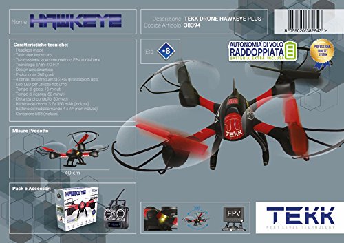 Tekk Drone Hawkeye Con Schermo Fpv Plus