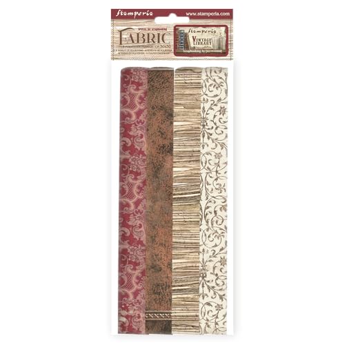 Stamperia Set 4 Hojas De Tela Vintage Library 30 X 30 Cm