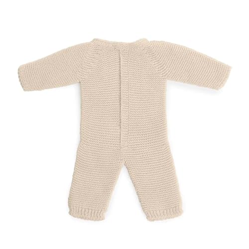 Miniland Pigiama Beige Lavorato A Maglia Per Bambola Da 38 Cm. Prodotto In Spagna Con Tessuto Riciclato. Miniland Dolls.