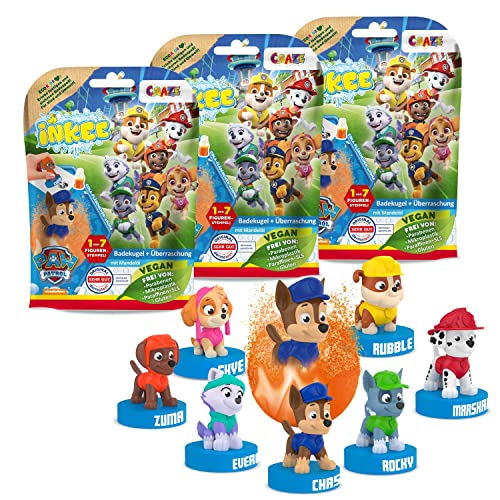 Inkee Set 3 Bombe Da Bagno Bambini Paw Patrol, Bombe Da Bagno Con Sorpresa Per Vasca Da Bagno, Giochi Da Bagno