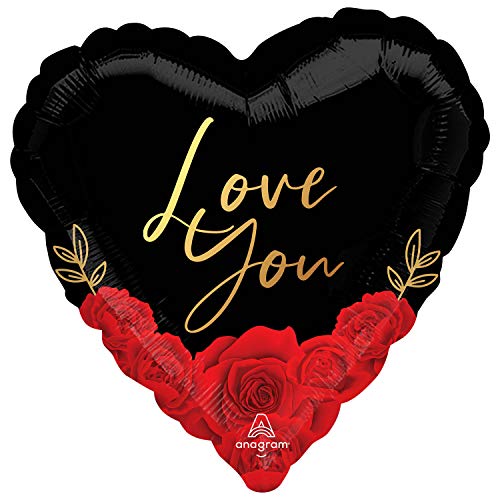 Amscan Anagram 4226001 - Palloncino Rotondo In Alluminio Con Rose Romantiche Per San Valentino, 45,7 Cm, Colore: Rosso