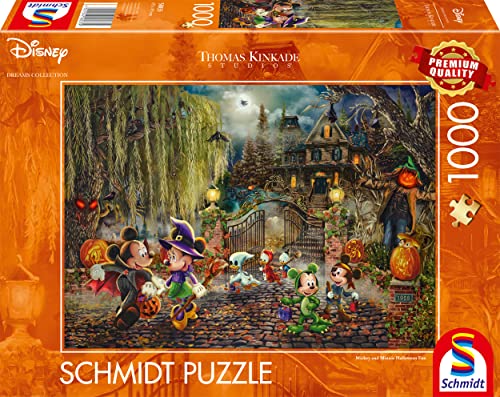 Schmidt Spiele- Mickey 58033 Thomas Kinkade, Disney, Topolino E Minnie Halloween Fun, 1000 Pezzi